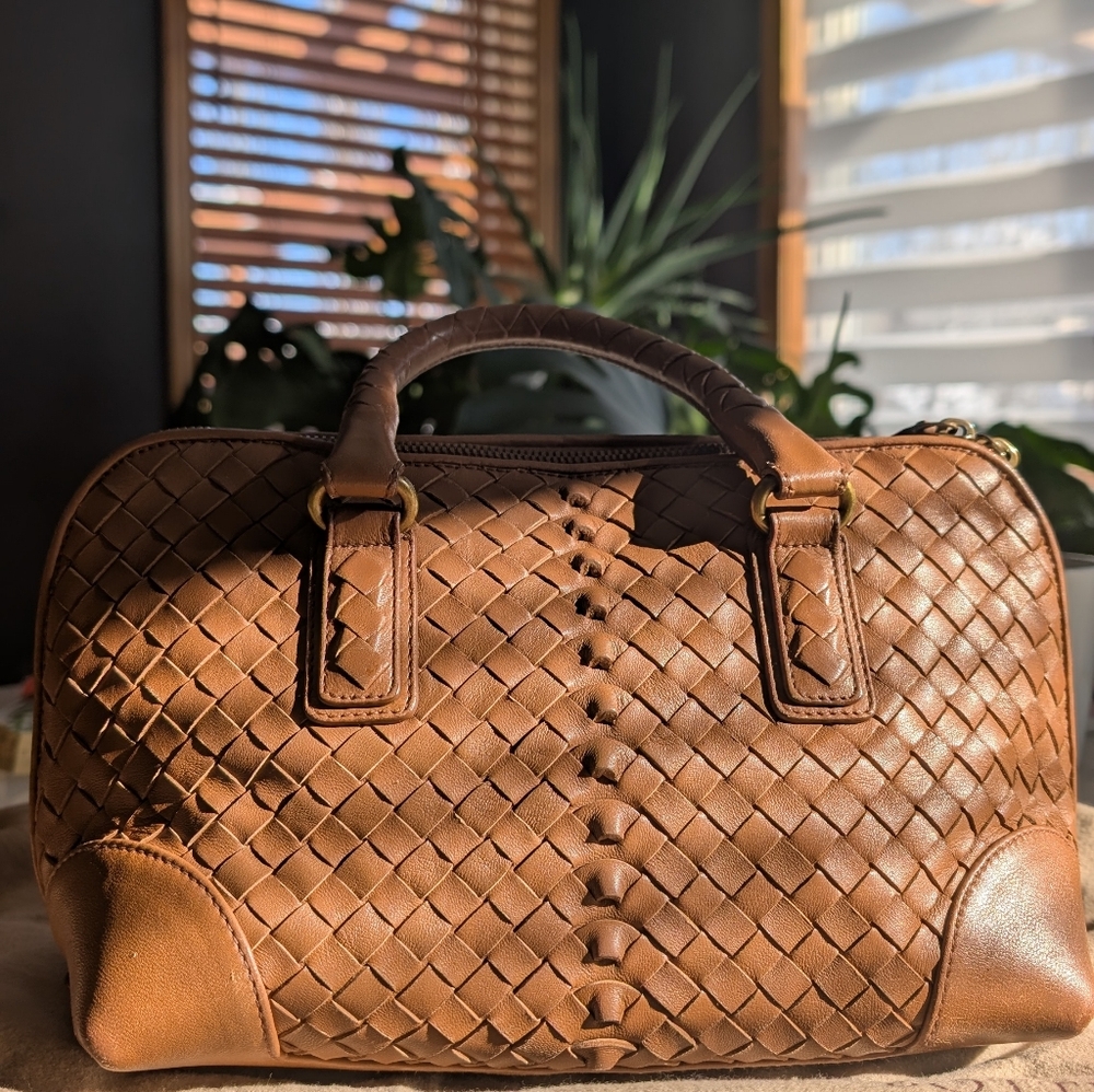 Bottega Veneta Brown Woven Leather Handbag